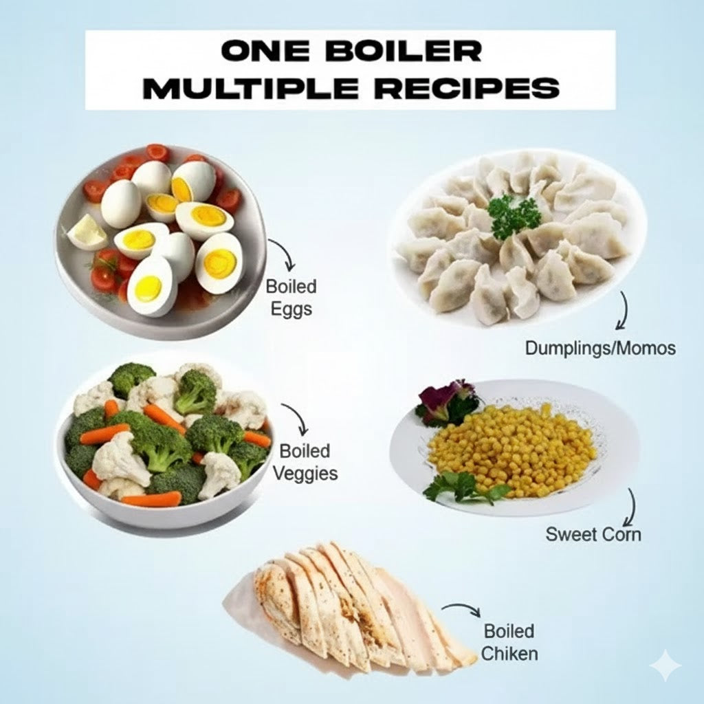 AutoSteam 7-Egg Electric Boiler – Automatic Shut-Off, Rapid Steaming & Multi-Purpose Cooking