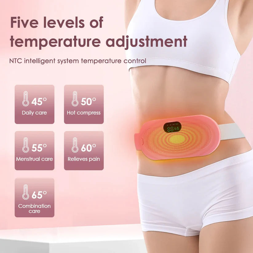 Cordless Heating Pad Belt for Period Pain Relief with Massage & Adjustable Heat Modes