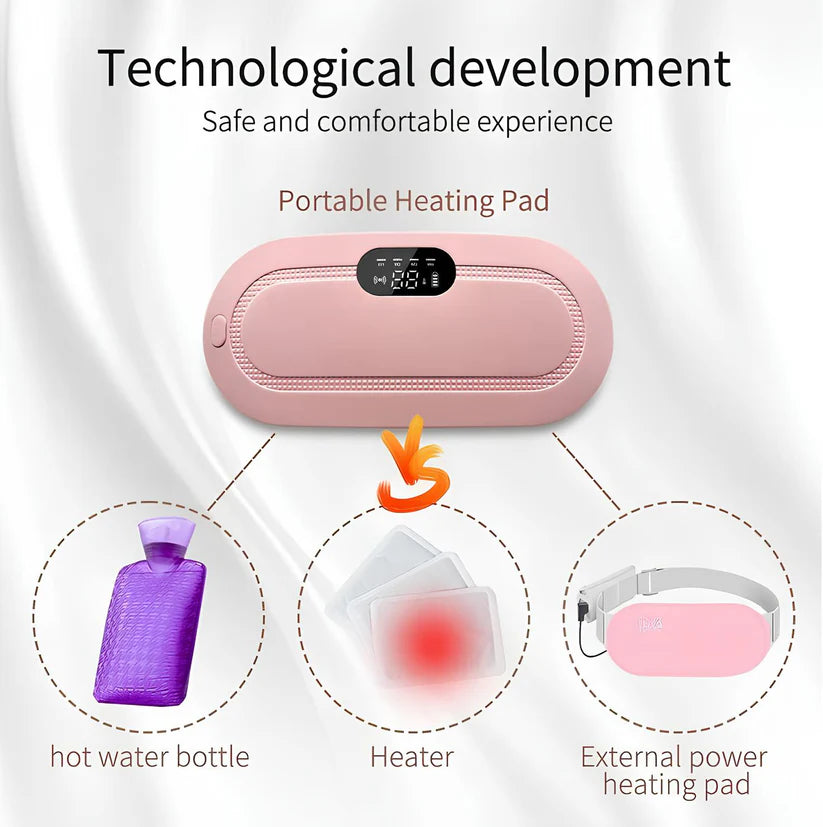 Cordless Heating Pad Belt for Period Pain Relief with Massage & Adjustable Heat Modes