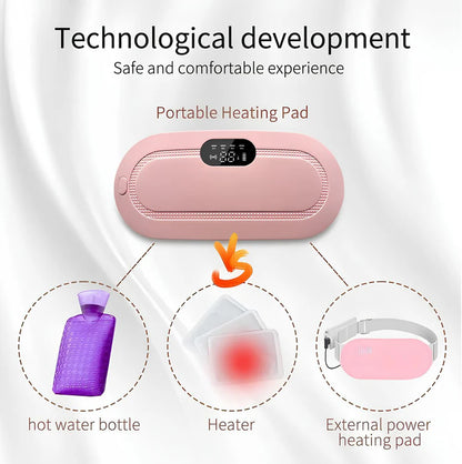 Cordless Heating Pad Belt for Period Pain Relief with Massage & Adjustable Heat Modes
