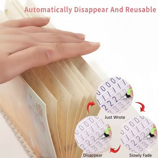 Magic Ink Reusable Copybook Set – 4-in-1 Handwriting Practice Kit for Kids (Math, Alphabet, Numbers & Drawing)